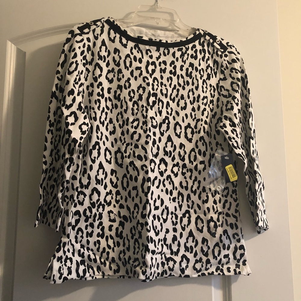 NWT Westbound Medium White leopard 3/4 sleeve top